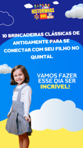 Mundo Kids Dia Das Crianças Post Story Para Instagram Azul Branco e Amarelo